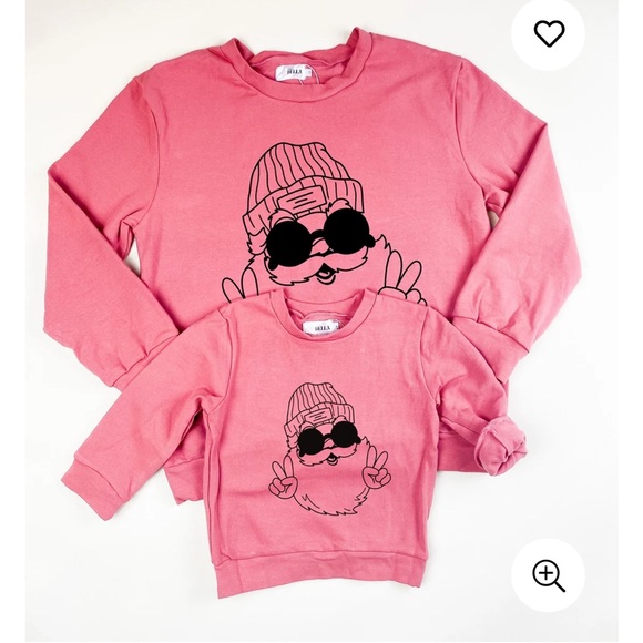 Santas Mauve Mommy and Me Matching Crewneck Sweaters Cool Peace Sign Holiday - Picture 1 of 15